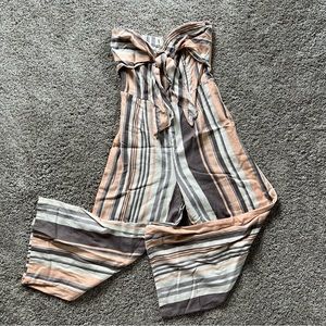 Strapless Linen Jumpsuit Wide Leg